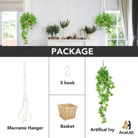 img 2 attached to Artificial Ivy With Macrame Hanger Set - Realistic Greenery For Home, Bedroom, Patio, And Office Decor - Includes Basket Holders - Perfect For Bathroom Decoration - AceList