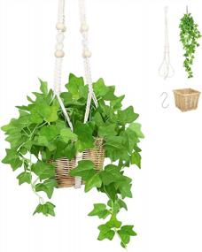 img 4 attached to Artificial Ivy With Macrame Hanger Set - Realistic Greenery For Home, Bedroom, Patio, And Office Decor - Includes Basket Holders - Perfect For Bathroom Decoration - AceList