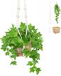 artificial ivy with macrame hanger set - realistic greenery for home, bedroom, patio, and office decor - includes basket holders - perfect for bathroom decoration - acelist logo