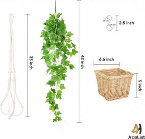 img 3 attached to Artificial Ivy With Macrame Hanger Set - Realistic Greenery For Home, Bedroom, Patio, And Office Decor - Includes Basket Holders - Perfect For Bathroom Decoration - AceList