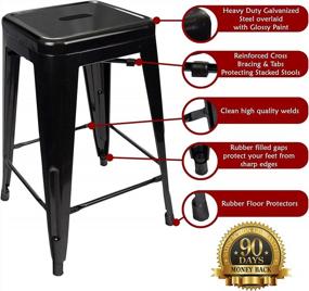 img 3 attached to Upgrade Your Dining Space With UrbanMod'S 4-Piece Metal Barstool Set For Kitchen And Patio - Stackable, Heavy Duty, Industrial Design In Black