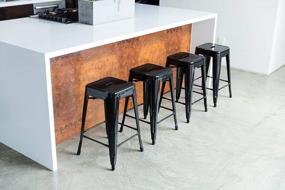 img 2 attached to Upgrade Your Dining Space With UrbanMod'S 4-Piece Metal Barstool Set For Kitchen And Patio - Stackable, Heavy Duty, Industrial Design In Black