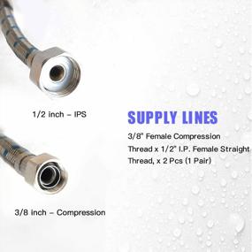 img 2 attached to Braided Stainless Steel Faucet Connector 3/8" Compression X 1/2" IP Female Thread (2 Pcs) - 32" Length