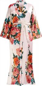 img 2 attached to BABEYOND Kimono Robe Plus Size Long Floral Satin Robes Plus Size Kimono Cover Up Loose Cardigan Top Bachelorette Party Robe