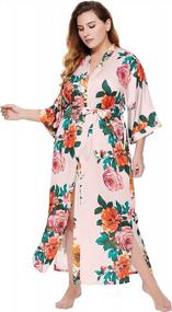 img 4 attached to BABEYOND Kimono Robe Plus Size Long Floral Satin Robes Plus Size Kimono Cover Up Loose Cardigan Top Bachelorette Party Robe