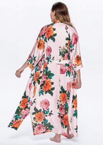 img 3 attached to BABEYOND Kimono Robe Plus Size Long Floral Satin Robes Plus Size Kimono Cover Up Loose Cardigan Top Bachelorette Party Robe