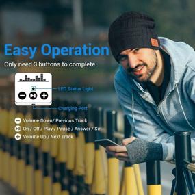 img 2 attached to Блютуз шапка-машинка с обновленным Bluetooth 5.0 - идеальный новогодний подарок для мужчин, женщин и подростков - беспроводные наушники с встроенными стерео-динамиками высокой четкости