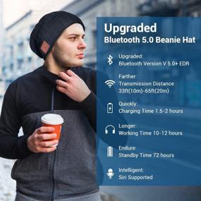 img 3 attached to Блютуз шапка-машинка с обновленным Bluetooth 5.0 - идеальный новогодний подарок для мужчин, женщин и подростков - беспроводные наушники с встроенными стерео-динамиками высокой четкости