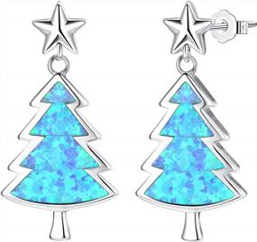 img 4 attached to Shine Bright With Milacolato Opal Christmas Tree 18K Gold Plated Earrings: Perfect For Xmas And Thanksgiving Gifts, Holiday Parties And Women/Girls