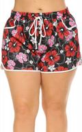 plus size women's floral beach shorts w/ pockets - quick dry summer swimmwear logo