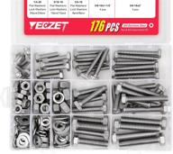 🔩 high-quality 304 stainless steel bolts and nuts assortment kit - 176pcs including 9 common sizes (1/4-20, 5/16-18, 3/8-16) logo