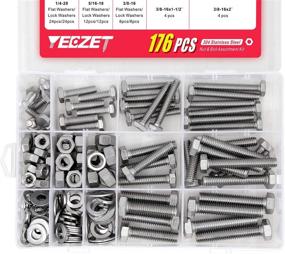 img 4 attached to 🔩 High-Quality 304 Stainless Steel Bolts and Nuts Assortment Kit - 176PCS Including 9 Common Sizes (1/4-20, 5/16-18, 3/8-16)