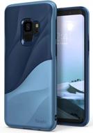 ringke wave compatible with galaxy s9 case dual layer heavy duty 3d textured shock absorbent pc tpu full body drop resistant protection cover for galaxy s 9 (2018) - coastal blue logo