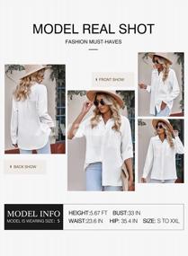 img 3 attached to Stylish AlvaQ Women'S Long Sleeve Button-Down Shirts For Chic Office And Casual Wear