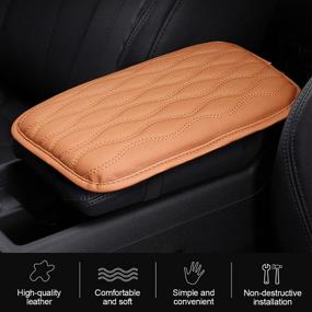 img 1 attached to BLAU GRUN Auto Car Center Console Cover Pad, Waterproof PU Leather Armrest Seat Box Protector for Vehicles, Car Accessories (Brown)