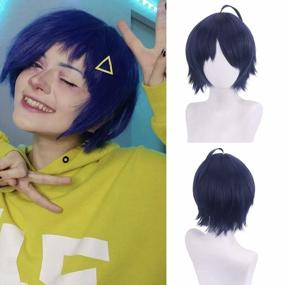img 4 attached to JoneTing Blue Wig For Women: Short Straight Synthetic Hair For Anime Cosplay, Halloween & Christmas Party!