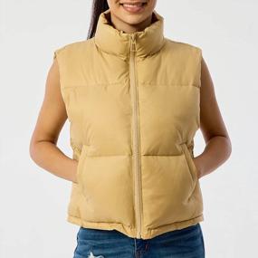 img 1 attached to Women'S Stand Collar Colorblock Cropped Puffer Vest Zip-Up Sleeveless Warm Outerwear Coat By Duyang