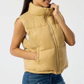 img 2 attached to Women'S Stand Collar Colorblock Cropped Puffer Vest Zip-Up Sleeveless Warm Outerwear Coat By Duyang