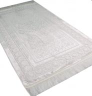modefa velvet prayer rug - soft plush turkish janamaz sajada carpet for men and women - plain solid prayer mat ramadan eid gift - with prayer beads - luxury floral stamp (white) logo
