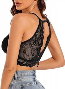 img 1 attached to Women'S High Neck Lace Bralette Padded Wireless Halter Floral Crop Top Bra By SHEKINI