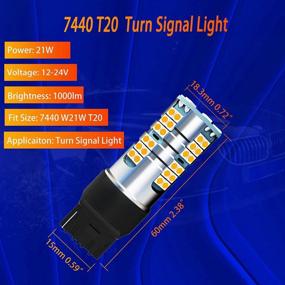 img 2 attached to 2Pcs 7440 T20 W21W LED Turn Signal Light Amber Yellow 54SMD 3030 Chips Canbus Error Free Car Truck Blinker Anti Hyper Flash Alumnimum Body Built-In Resistor