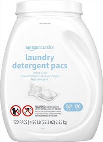 img 4 attached to Amazon Basics Laundry Detergent Pacs, Free & Clear, Hypoallergenic, Free Of Perfumes Clear Of Dyes, 120 Count (Previously Solimo)
