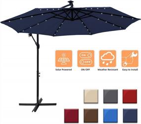 img 2 attached to Stay Cool And Chic With SUNLAX'S 10Ft Solar Powered Offset Umbrella With LED Lights In Navy Blue