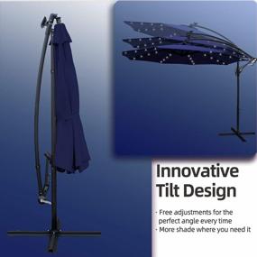 img 1 attached to Stay Cool And Chic With SUNLAX'S 10Ft Solar Powered Offset Umbrella With LED Lights In Navy Blue
