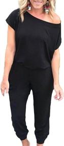 img 4 attached to Women's Fashion: Alelly Shoulder Elastic Jumpsuit Rompers at Jumpsuits, Rompers & Overalls - Trendy & Stylish!