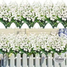 img 4 attached to Beautiful And Durable: AUSTOR 10 Bundles Of UV Resistant White Artificial Flowers - Perfect For Outdoor And Indoor Decoration!