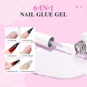 img 1 attached to Saviland Gel X Nail Kit No Need File,Soft Gel Tips Nail Tip And Glue Gel Kit With 240PCS Medium Square Full Cover Nail Tip 6 In 1 Gel X Nail Glue Mini U V Lamp French Starter Kit For Salon Home DIY