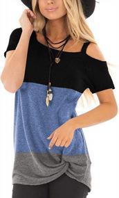 img 3 attached to Women'S Summer Casual Tops: Cold Shoulder, Short Sleeve & Twist Knot Blouse - S-2XL