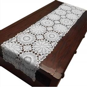 img 4 attached to Add Rustic Charm To Your Table With USTIDE Handmade Crochet Floral Table Runner