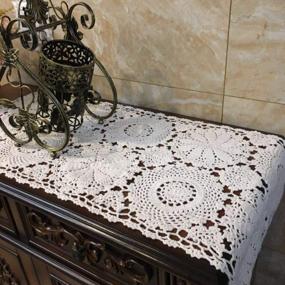 img 1 attached to Add Rustic Charm To Your Table With USTIDE Handmade Crochet Floral Table Runner