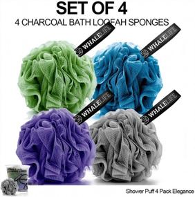 img 3 attached to Experience Ultimate Comfort With Loofah Bath Sponges - 4 Pack For Women And Men In A Variety Of Colors!