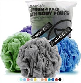 img 4 attached to Experience Ultimate Comfort With Loofah Bath Sponges - 4 Pack For Women And Men In A Variety Of Colors!