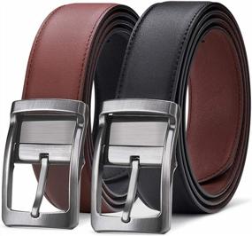 img 4 attached to Adjustable Reversible Leather Belt For Men By Bestkee - Genuine Leather Dress Belt With Rotating Buckle For Maximum Style And Comfort