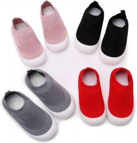 img 3 attached to Baby First-Walking Shoes 1-4 Years | Toddler Trainers Sneakers | SOFMUO Non Slip Soft Sole Mesh Outdoor Shoes For Infant Boys Girls