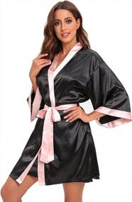 img 1 attached to Silky Satin Pajama Set For Women - Elegant Robe And Sexy Slip Nightgown 2-Piece Sleepwear Set In Luxurious Silk Fabric