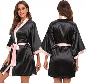 img 3 attached to Silky Satin Pajama Set For Women - Elegant Robe And Sexy Slip Nightgown 2-Piece Sleepwear Set In Luxurious Silk Fabric