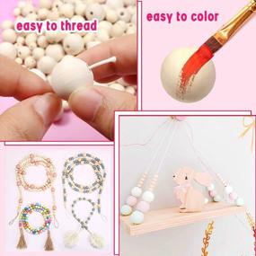 img 2 attached to 🪵 180pcs Unfinished Natural Wood Beads: TOAOB Loose Spacer Round Wooden Beads Crafts Kit - 8mm to 20mm, 6 Sizes for Bracelets, Necklaces, Jewelry Making & Decor