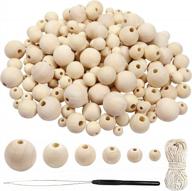 🪵 180pcs unfinished natural wood beads: toaob loose spacer round wooden beads crafts kit - 8mm to 20mm, 6 sizes for bracelets, necklaces, jewelry making & decor logo