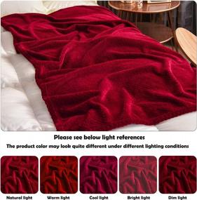 img 1 attached to Premium Silky Flannel Fleece Throw Blanket With Leaves Pattern For All Season Use - NEWCOSPLAY (Red, Throw Size 50"X60")