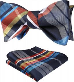 img 4 attached to Stylish Check Plaid Bow Tie And Pocket Square Set For Formal Events And Weddings