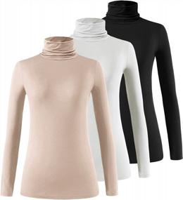 img 4 attached to Set Of 2 Femdouce Women'S Lightweight Turtleneck Long Sleeve Shirts - Basic Undershirts For Active Wear And Slim Fit Pullover Turtle Neck T-Shirts