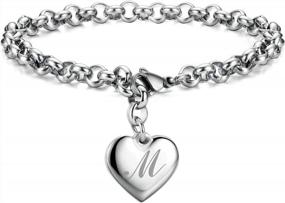 img 4 attached to Персонализированные браслеты с подвесками-сердечками для девочек с буквами алфавита - отлично подходят для подарков на День святого Валентина