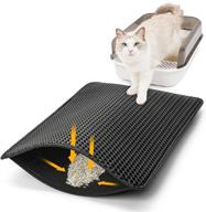 🐾 black polarduck cat litter mat: waterproof litter trapping mat with honeycomb double layer design - easy to clean purrfect cat essential logo