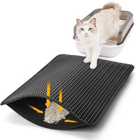 img 4 attached to 🐾 Black Polarduck Cat Litter Mat: Waterproof Litter Trapping Mat with Honeycomb Double Layer Design - Easy to Clean Purrfect Cat Essential