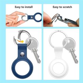 img 2 attached to 🔑 AirTag Anti-Lost Leather Case 2 Pack – Protective Cover Keychain with Tracking Locator, Finder Protector - Black+Blue