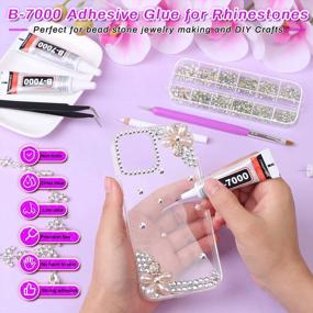 img 1 attached to Rhinestones Glue Kit With Gems For Craft, Audab 2100Pcs Crystal AB Rhinestones With 3Pcs Clear Adhesive Glue For DIY Clothes Fabric Shoes Jewelry Making Nail Art